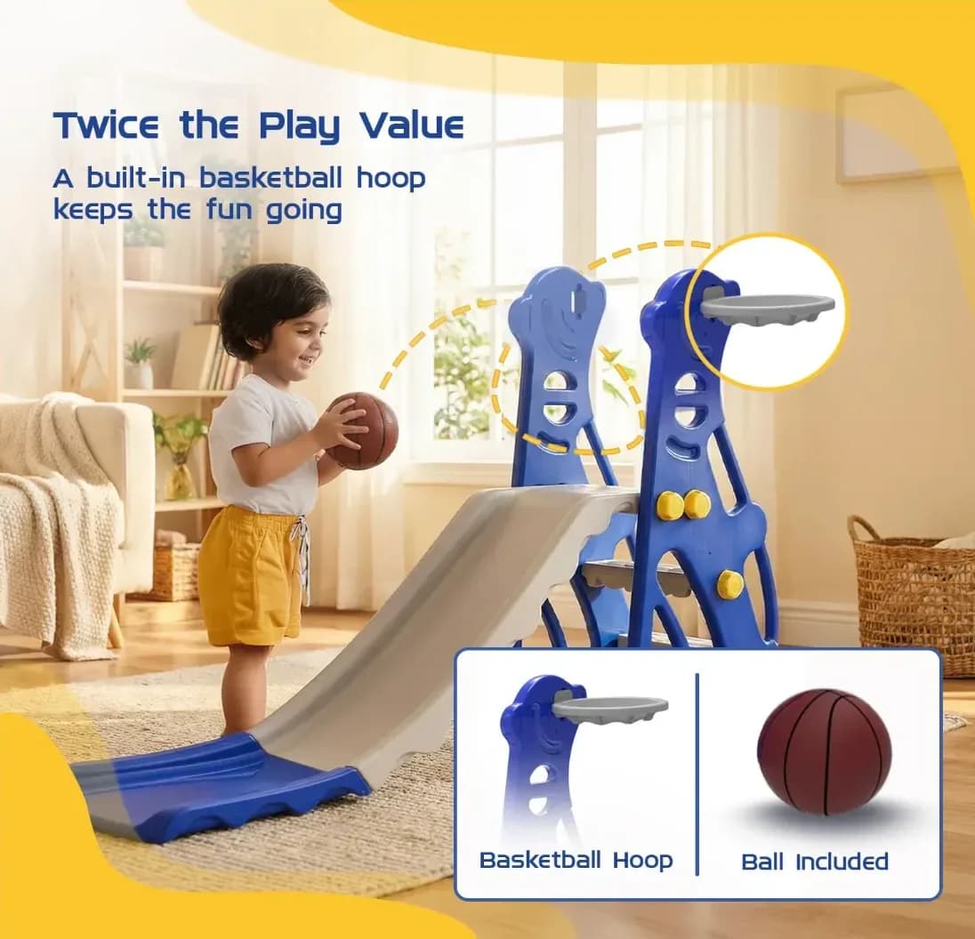 Solimo Penguin Slide with Basketball Hoop