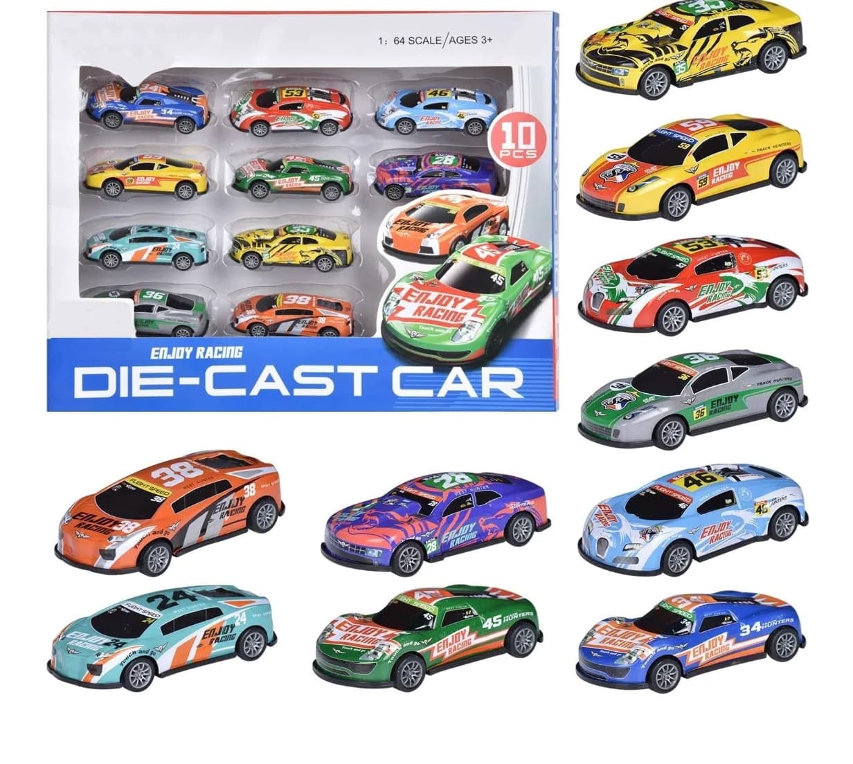 Amitasha 10-Piece Pull-Back Diecast Cars