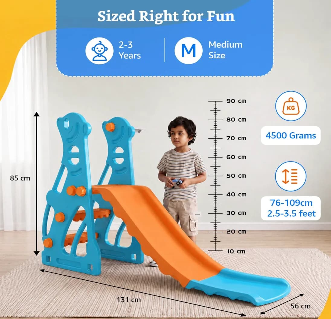 Solimo Penguin Slide with Basketball Hoop