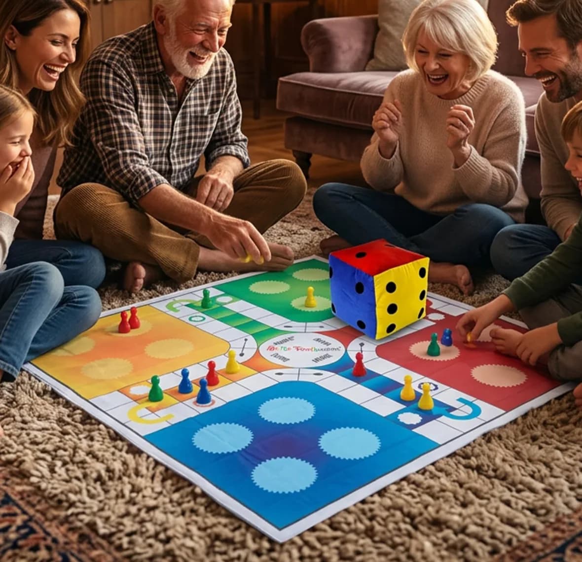 Atpata Funky Jumbo Ludo Floor Mat (10×10 ft)